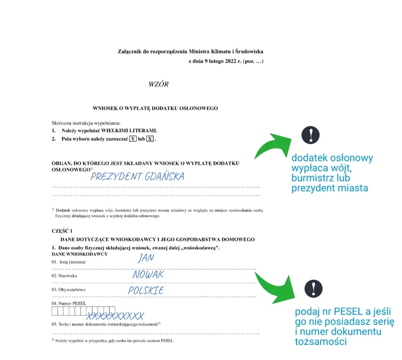Jak poprawnie zaznaczyć opcje w dodatku osłonowym w bloku?